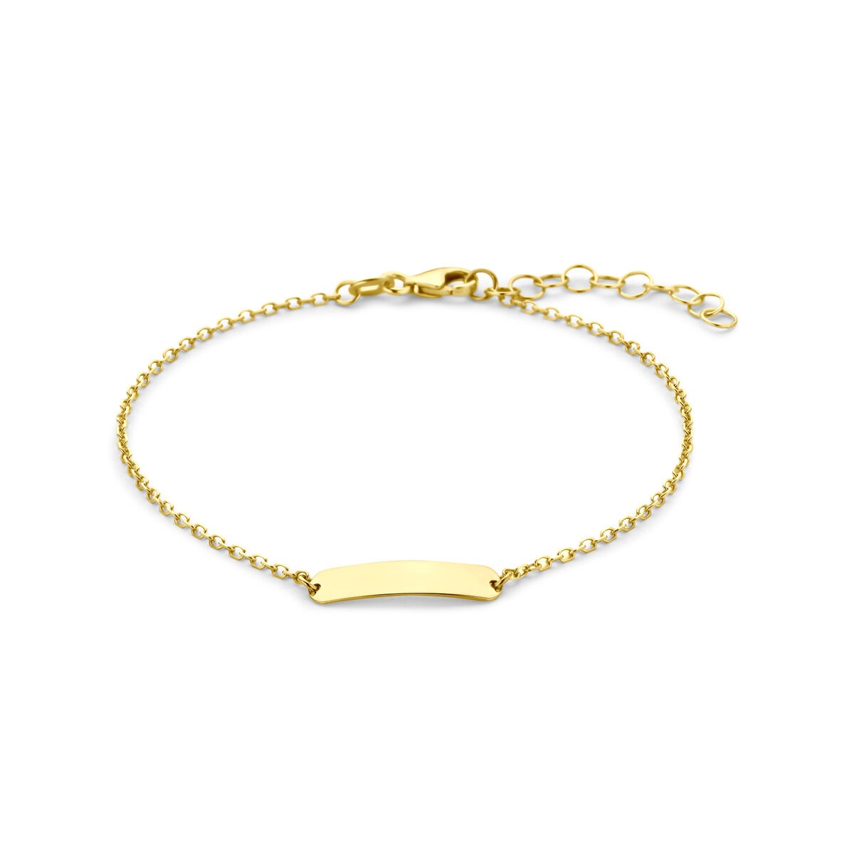 Bracelet en or jaune 9 carats avec plaque gravable.