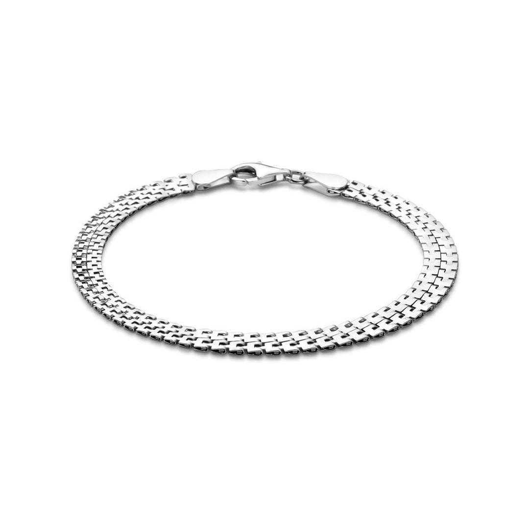 Zilveren dames armband – gerhodineerd met fantasie schakel 5 mm 18 cm