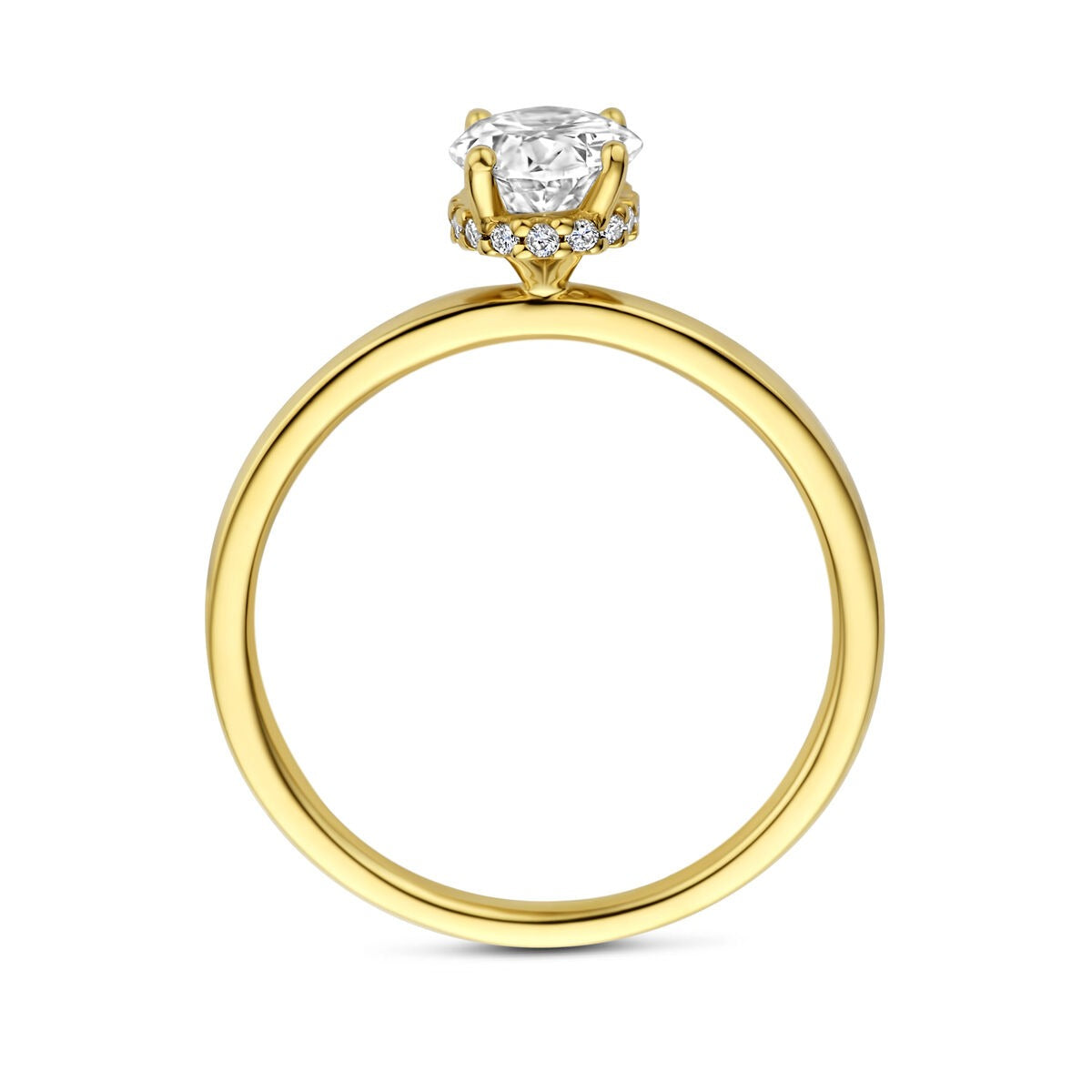 Bague en or jaune 14k avec diamant lab grown ovale