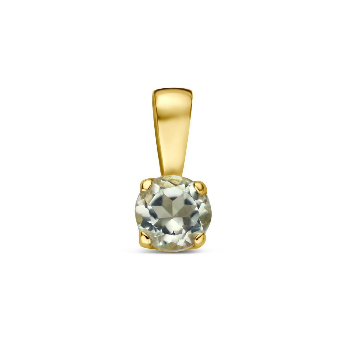 Pendentif en or jaune 14 carats avec une améthyste verte.