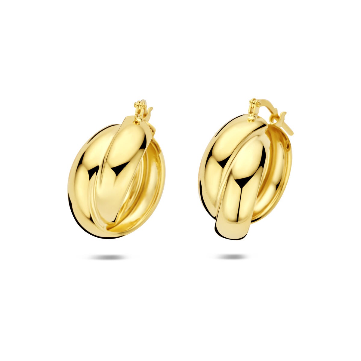 Boucles d'oreilles en argent 925 doré, de forme ovale, mesurant 22 x 10 mm.