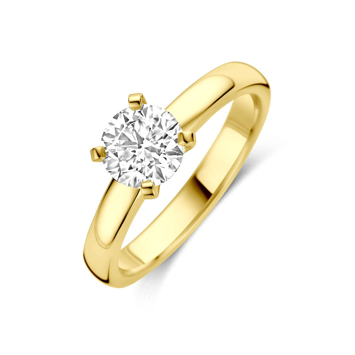 Bague en or jaune 14 carats avec un diamant de 1,00 ct.