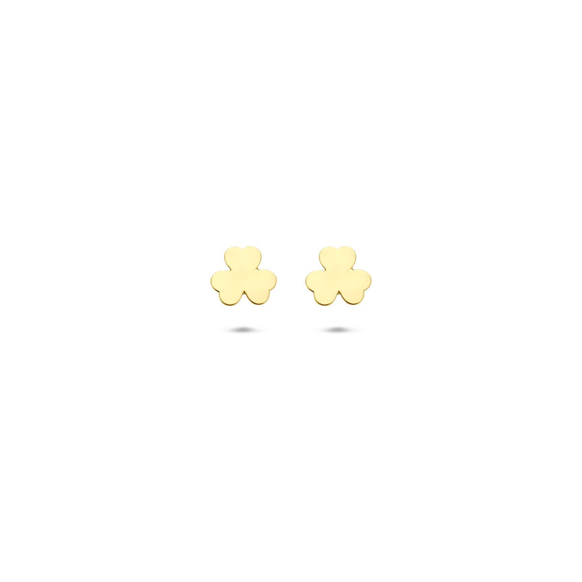 Boucles d'oreilles en or 14 carats en forme de trèfle à quatre feuilles de 5 mm.