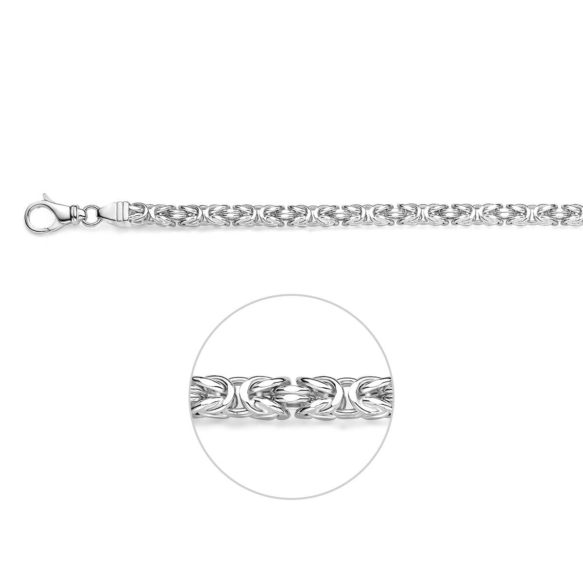 Zilveren koningsketting van 5,6 mm met een gedetailleerd patroon en een stevige sluiting.
