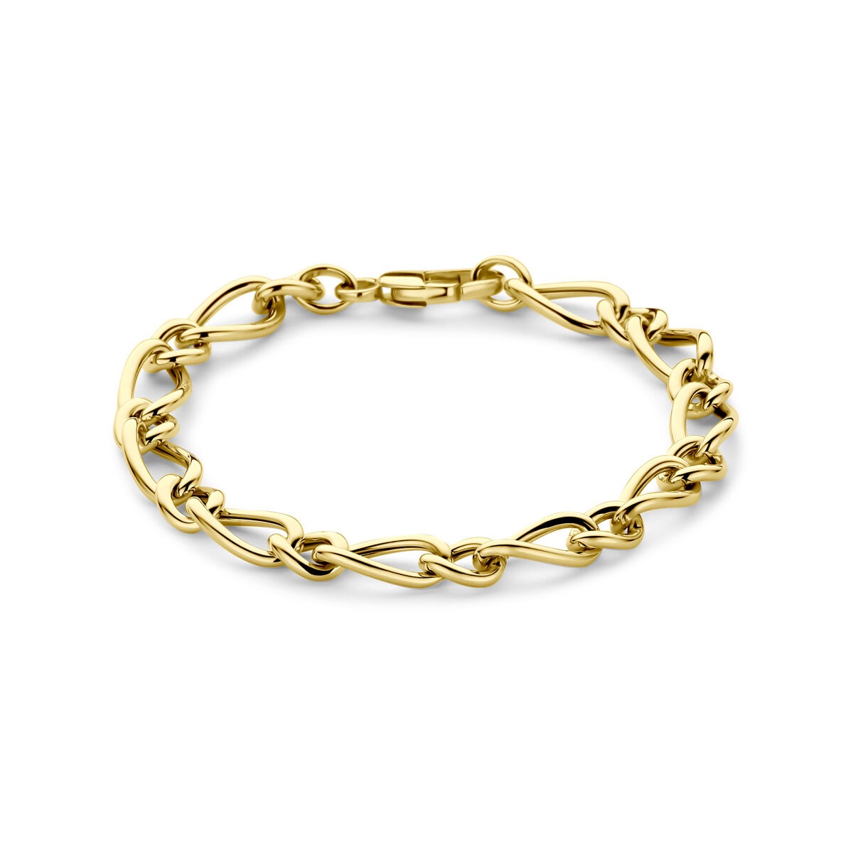 Bracelet en or jaune 14 carats avec maillons en forme d'ancre, longueur 19 cm.