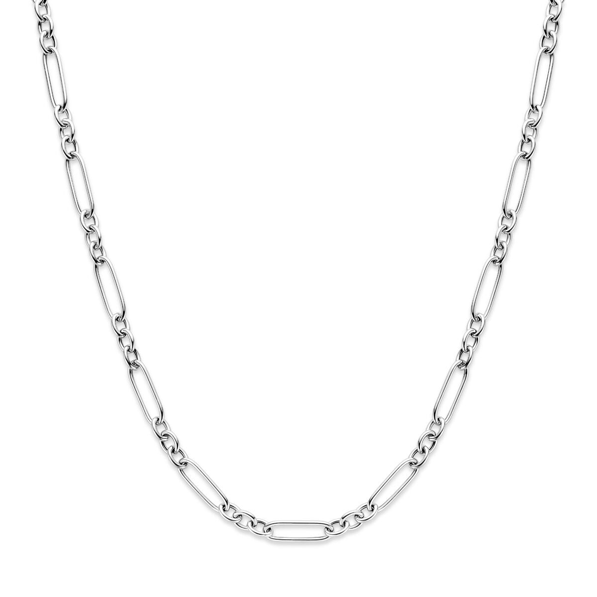 Collier en argent rhodié avec maillons en forme d'ancre.