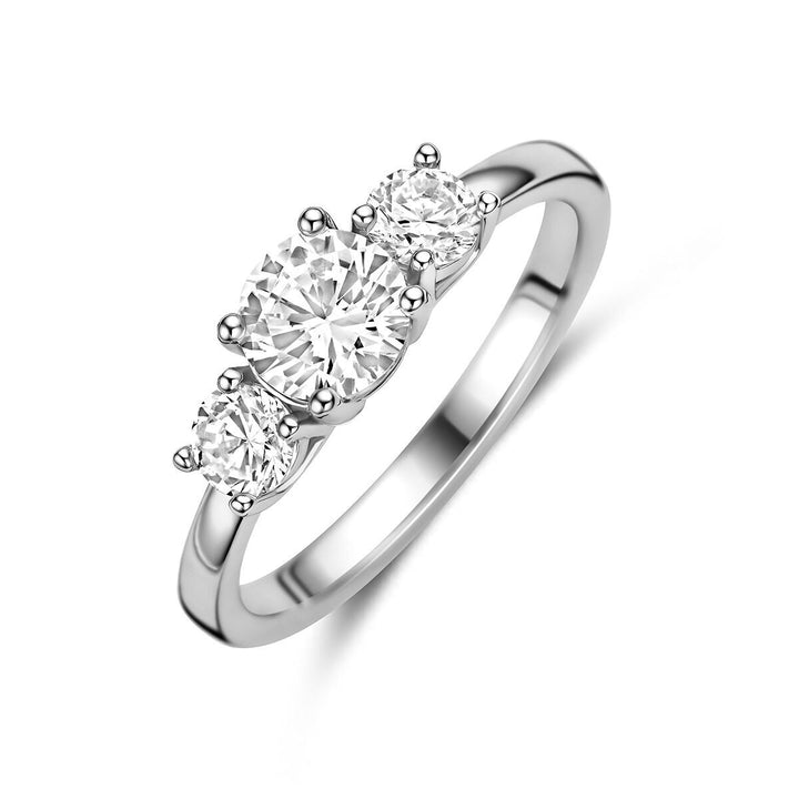 Gerhodineerde 925 zilveren ring met zirkonia