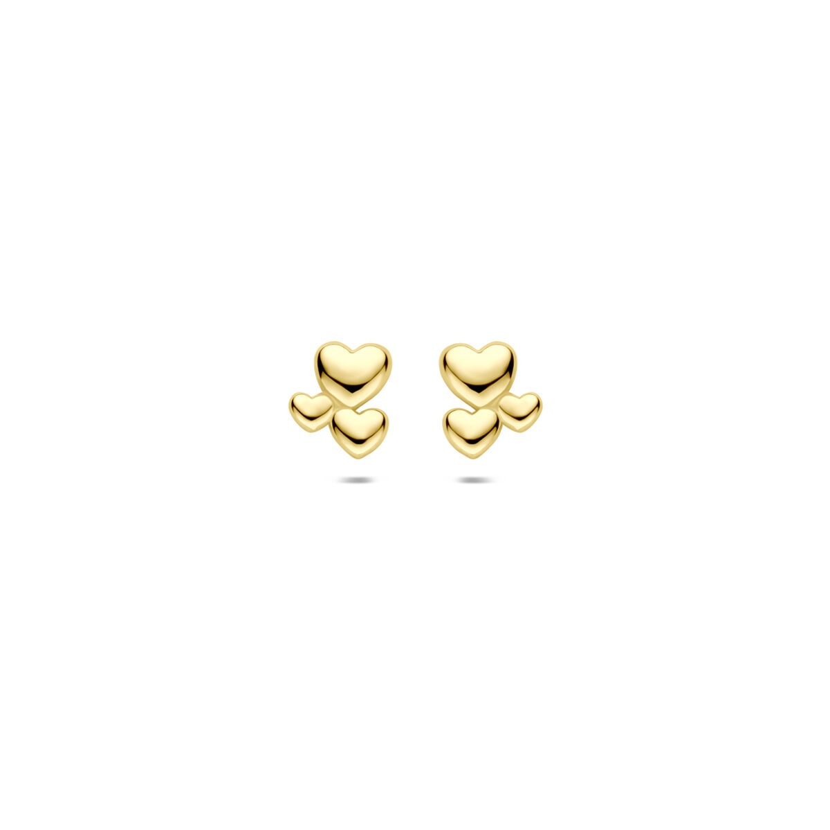 Boucles d'oreilles en or jaune 9 carats avec des cœurs en relief.