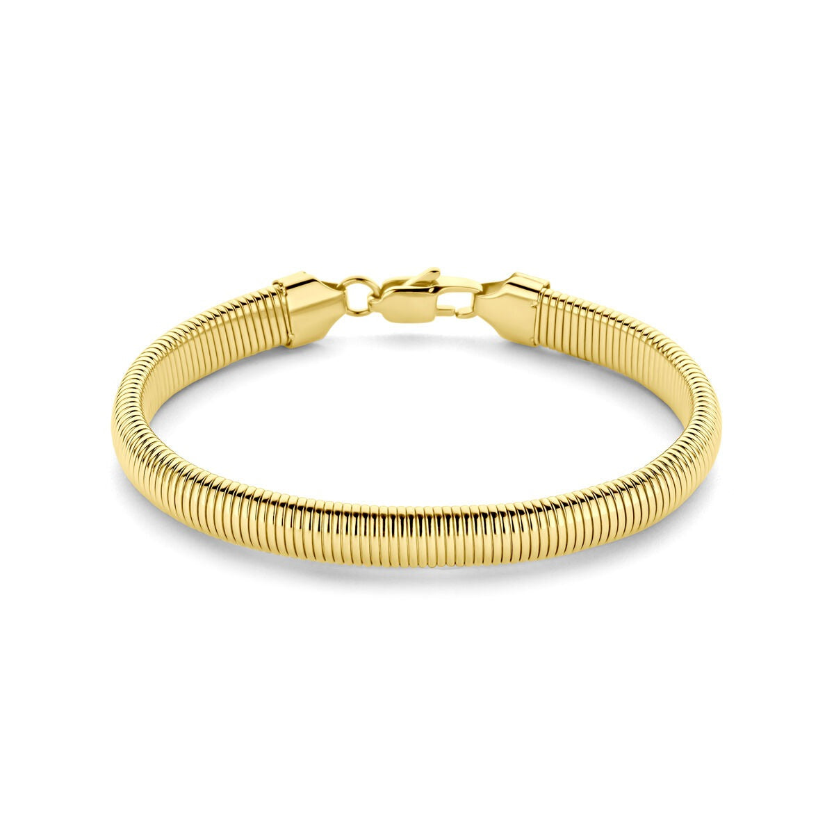 Bracelet en acier doré avec maillons de 8 mm et fermoir à mousqueton.