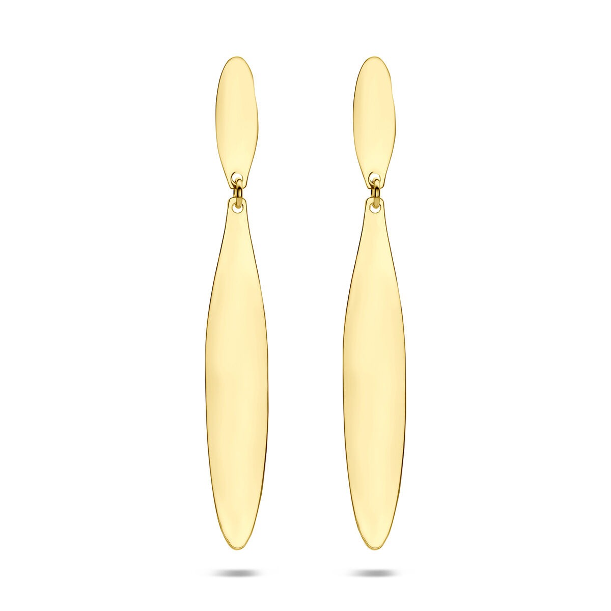 Boucles d'oreilles en argent 925 doré, de forme allongée et lisse.