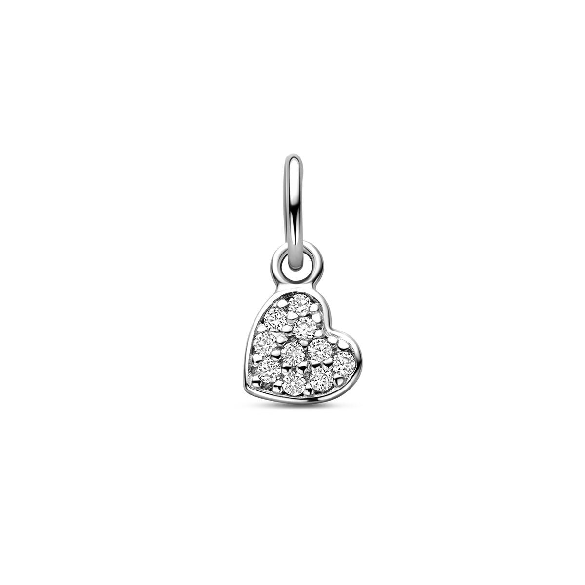 pendentif en forme de cœur en argent avec des zircons, 12 mm.
