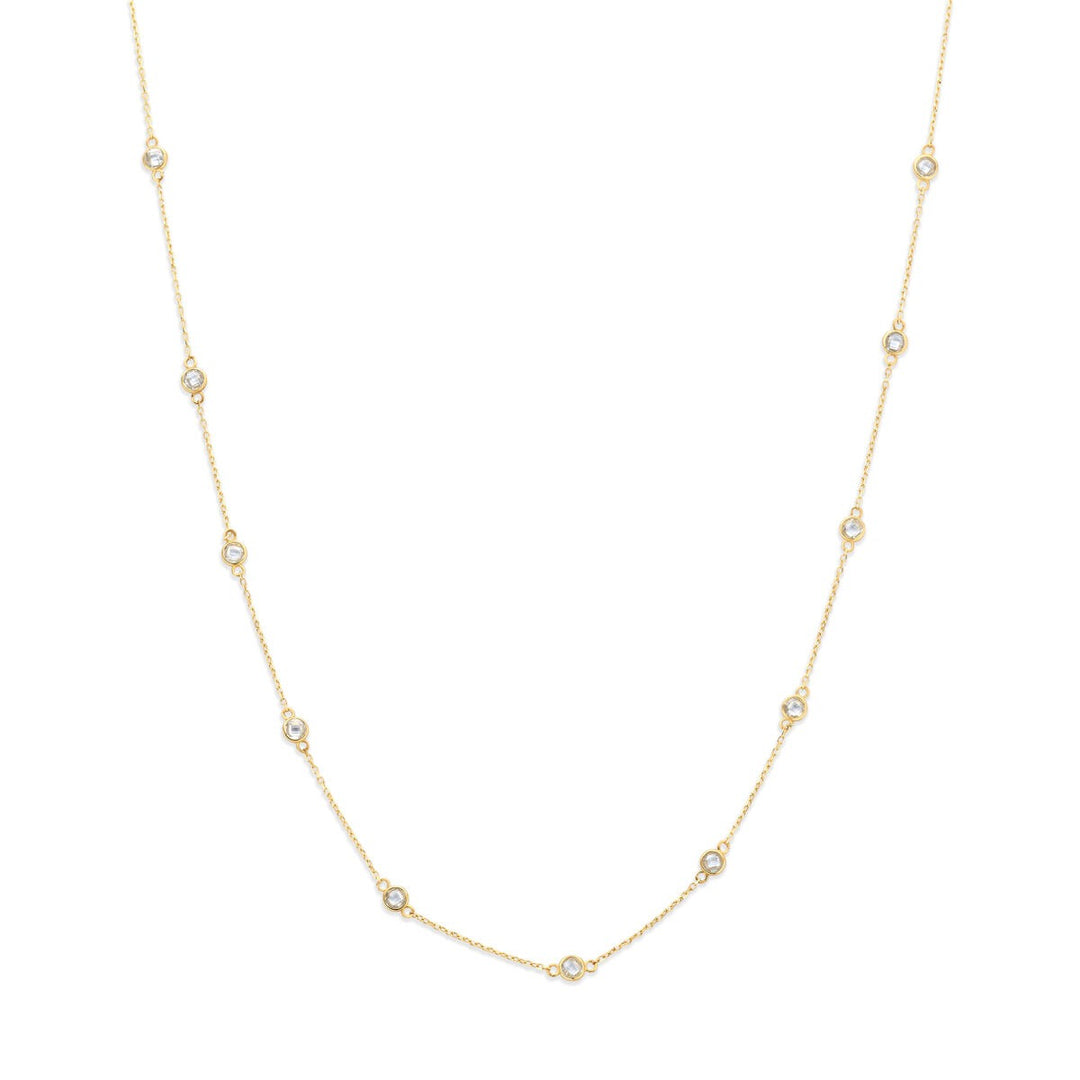 9k geelgouden collier met zirkonia