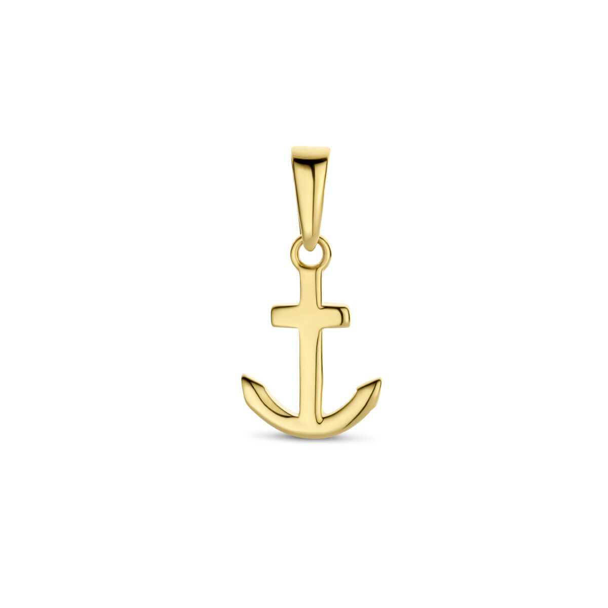 Pendentif en or jaune 9 carats en forme d'ancre, mesurant 11 mm.