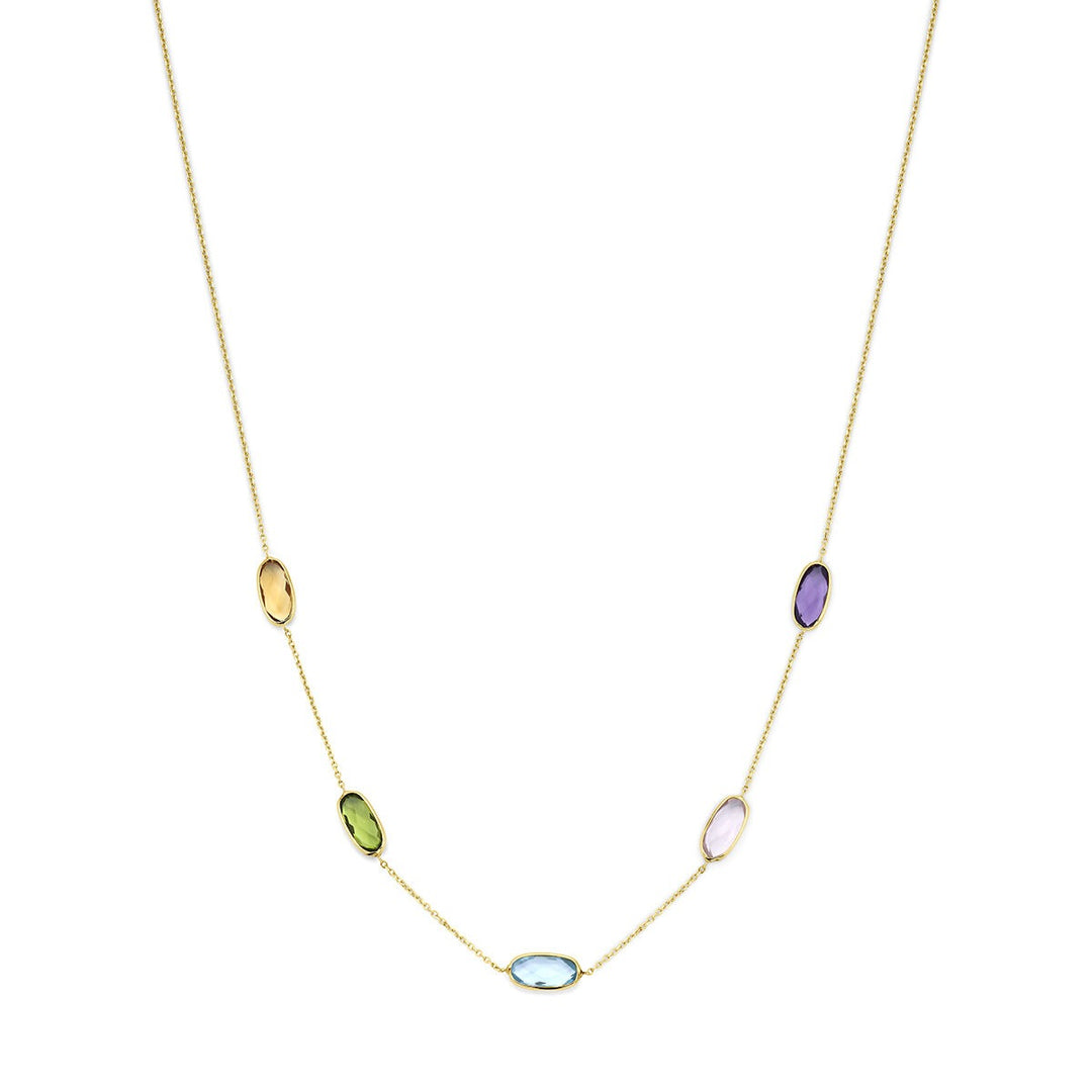 14k Geelgouden collier met edelstenen