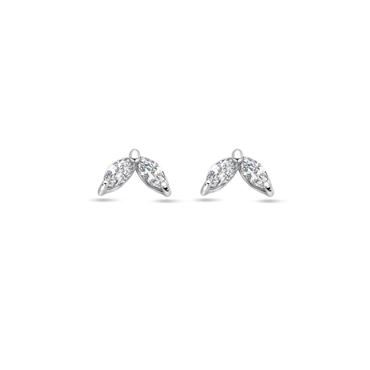 Boucles d'oreilles en argent rhodié 925 avec zirconia, en forme de feuilles.