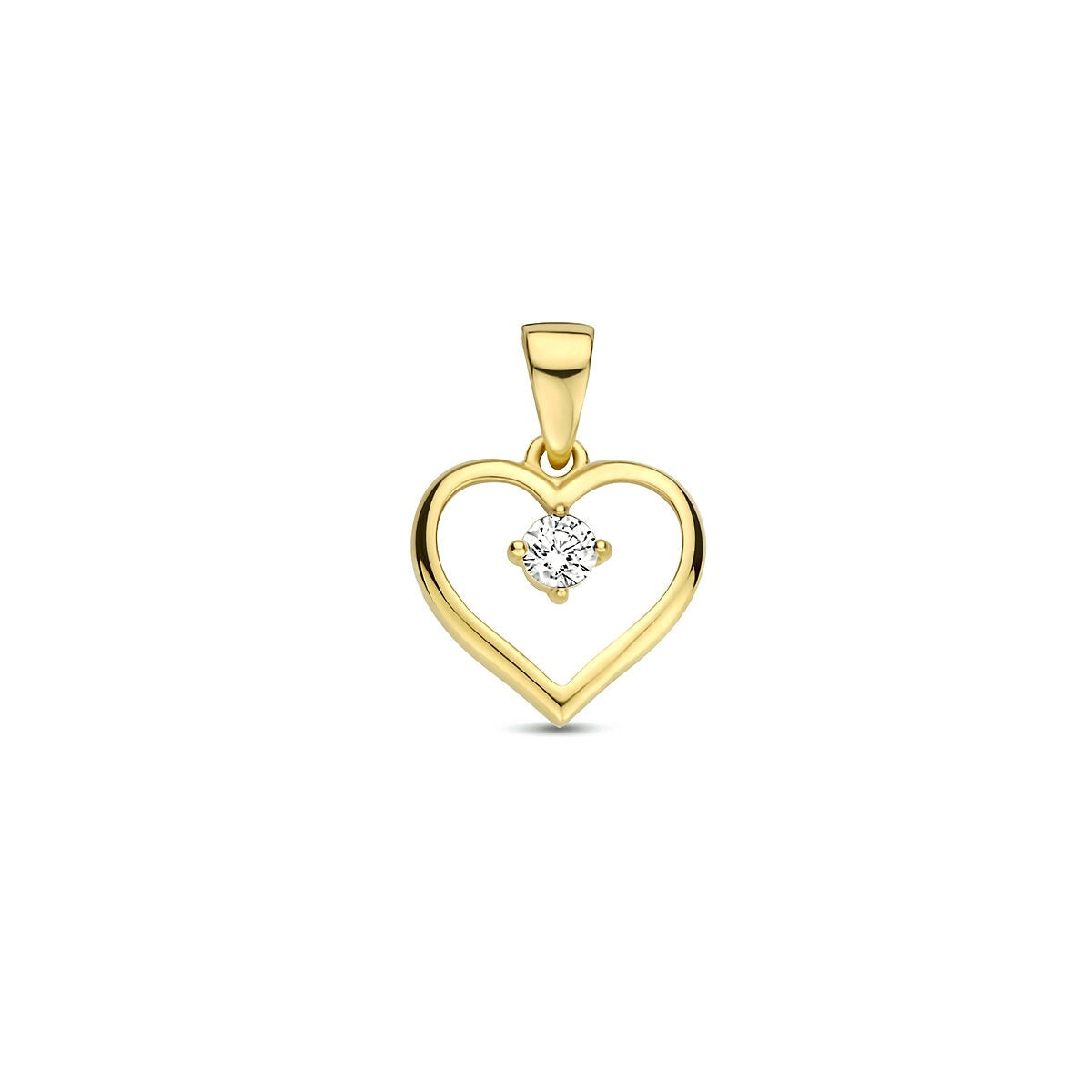 Pendentif en cœur en or jaune 9 carats avec zirconia.