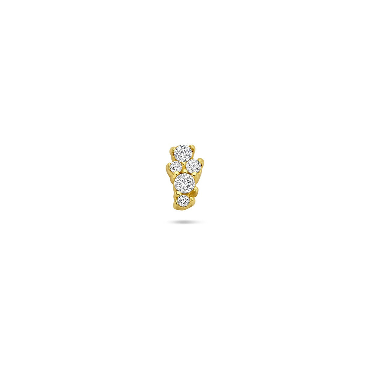 Piercing en argent 925 doré avec zirconiums, forme plate à l'arrière.