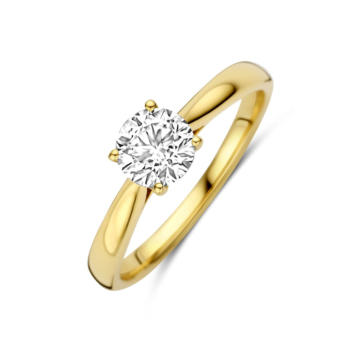 Bague en or jaune 14 carats avec un diamant lab grown de 0,75 ct.