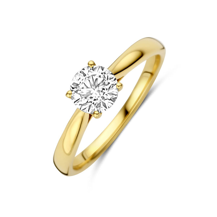 14k Geelgouden ring met lab grown diamant 0.75ct