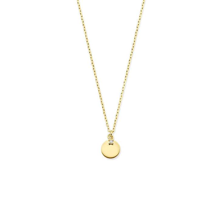 14k geelgouden collier met rondje en zirkonia – 40-44cm