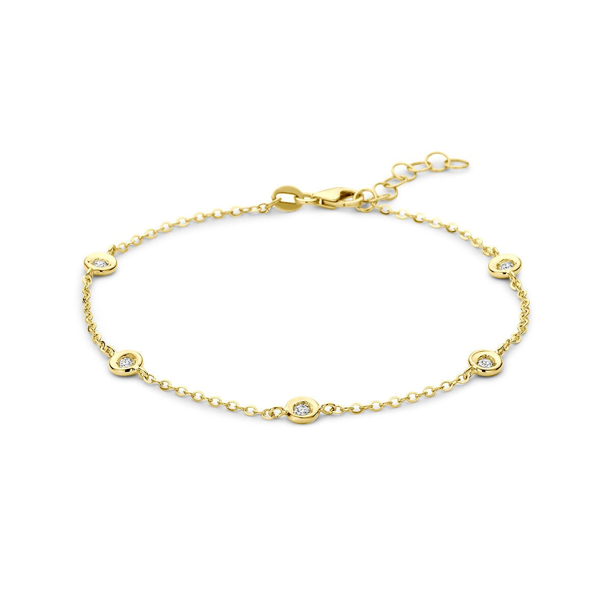 Bracelet en or jaune 14 carats avec diamants de 0,15 ct.