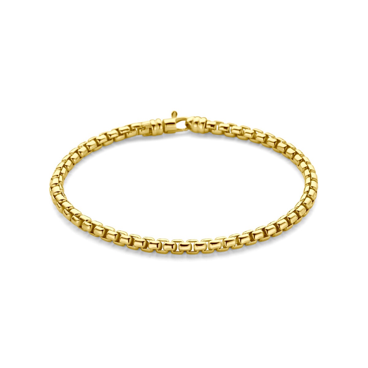 Bracelet en or jaune 14 carats avec noyau en argent, d'une largeur de 4,3 mm.