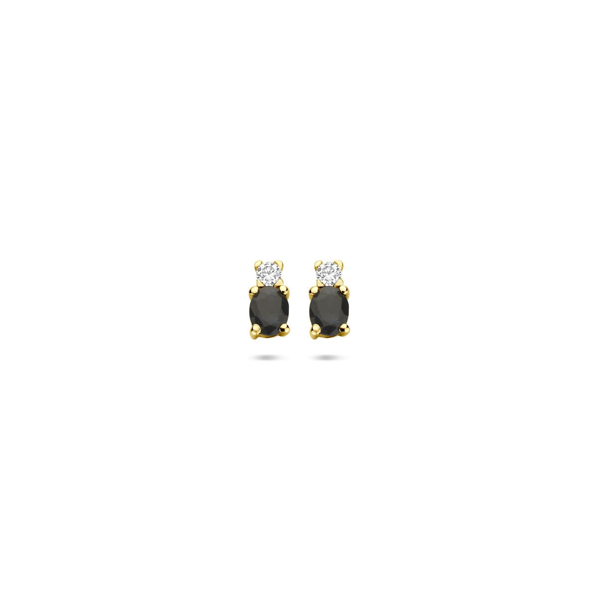 Boucles d'oreilles en or jaune 14 carats avec saphir et zircon.