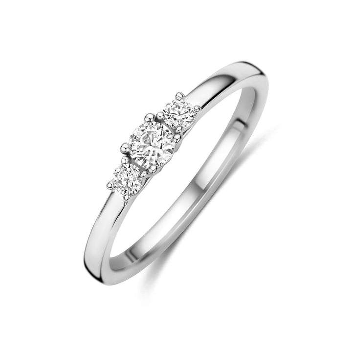Gerhodineerde 925 zilveren ring met zirkonia