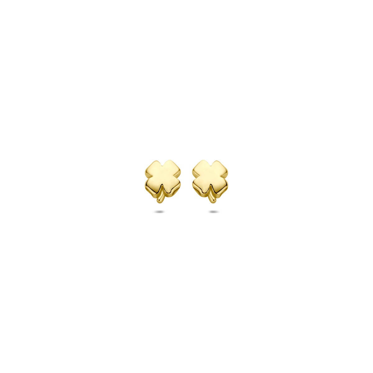 Boucles d'oreilles en or jaune 14 carats en forme de trèfle.