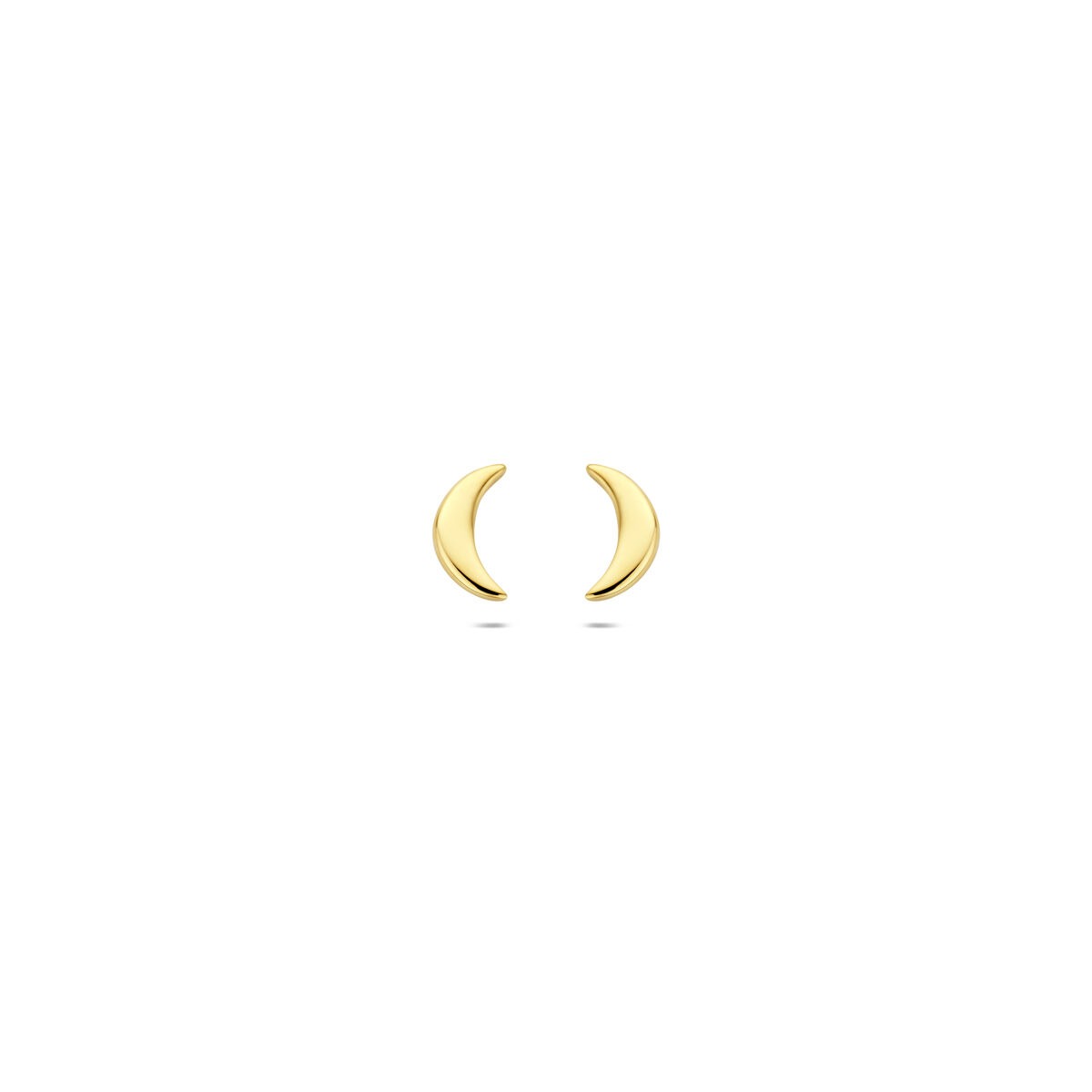Boucles d'oreilles en or jaune 14 carats en forme de lune, délicates et symboliques.