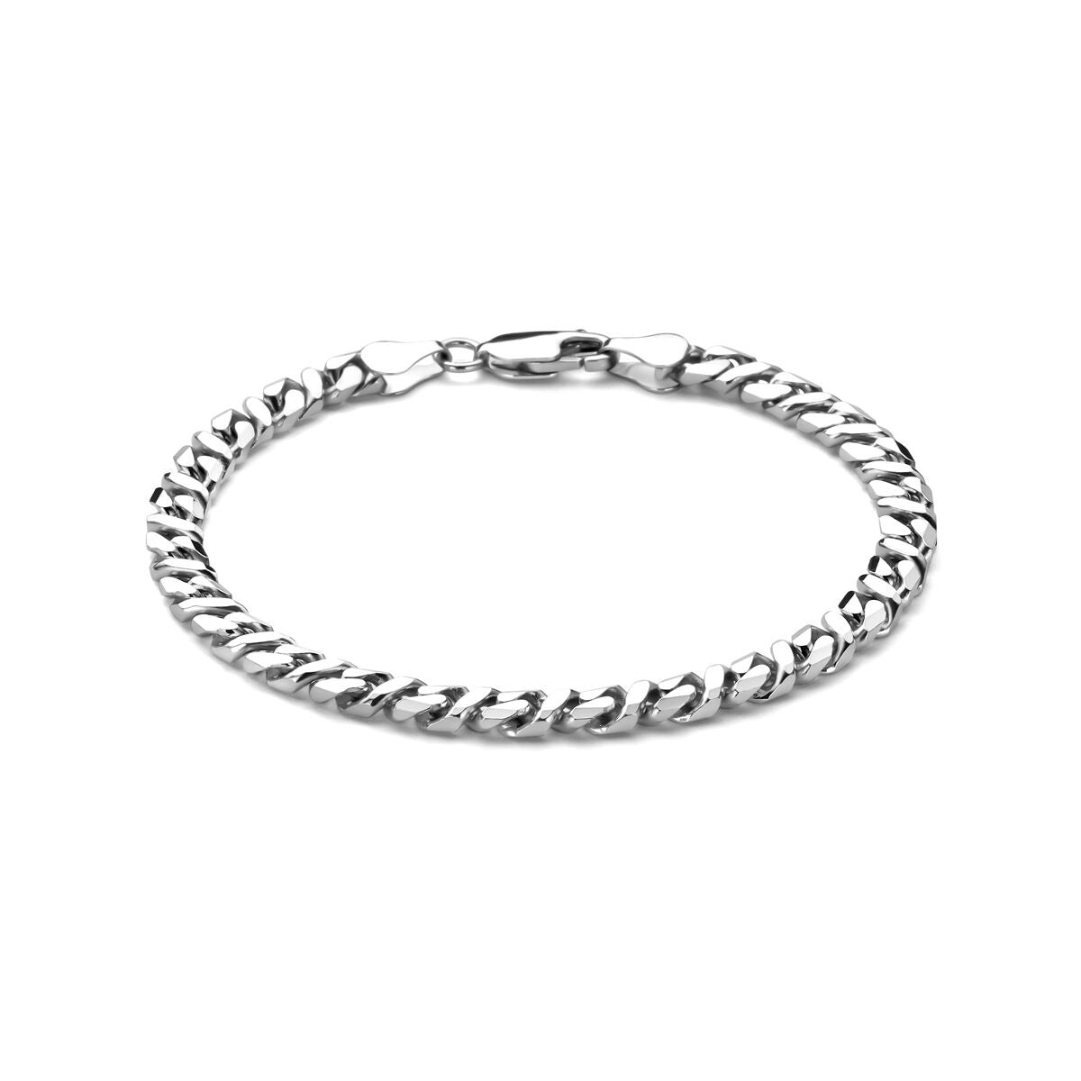 Bracelet gourmette en argent rhodié de 5,2 mm avec fermoir.