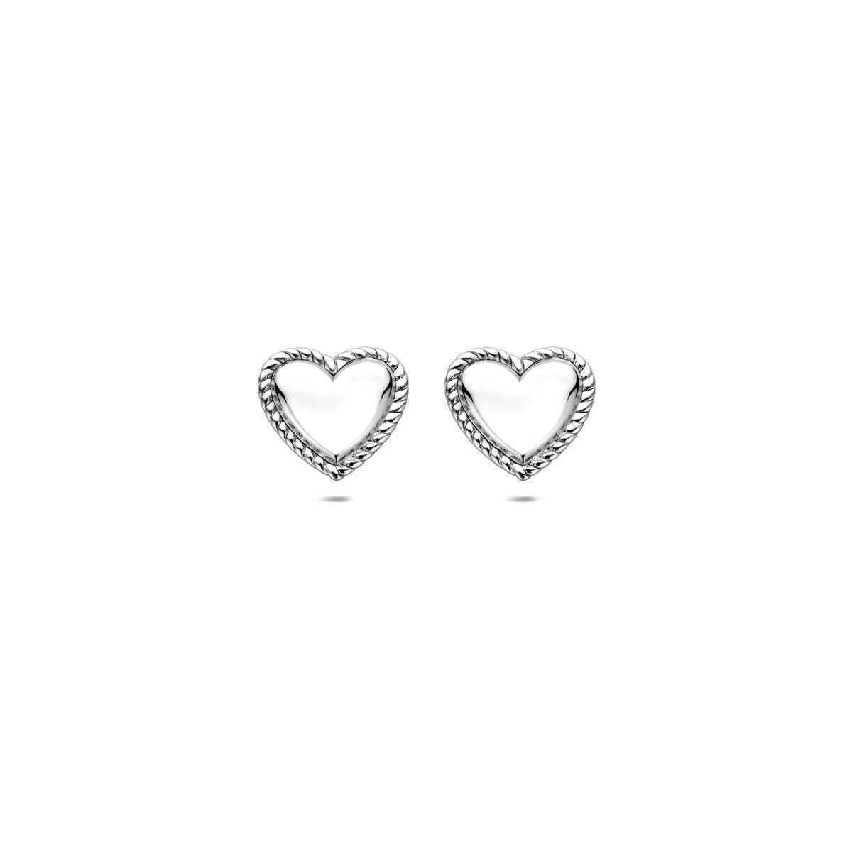 Puces d'oreilles en argent en rhodié en forme de cœur 7 mm
