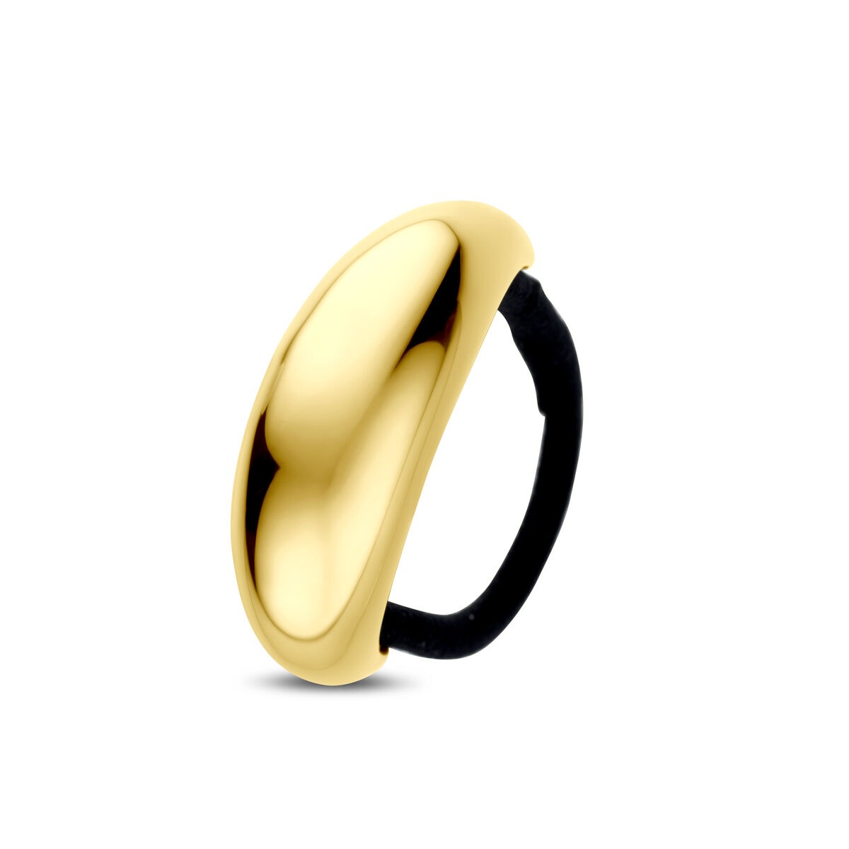 Bracelet en acier avec ionisation dorée, forme lisse et arrondie, 48 mm de diamètre.