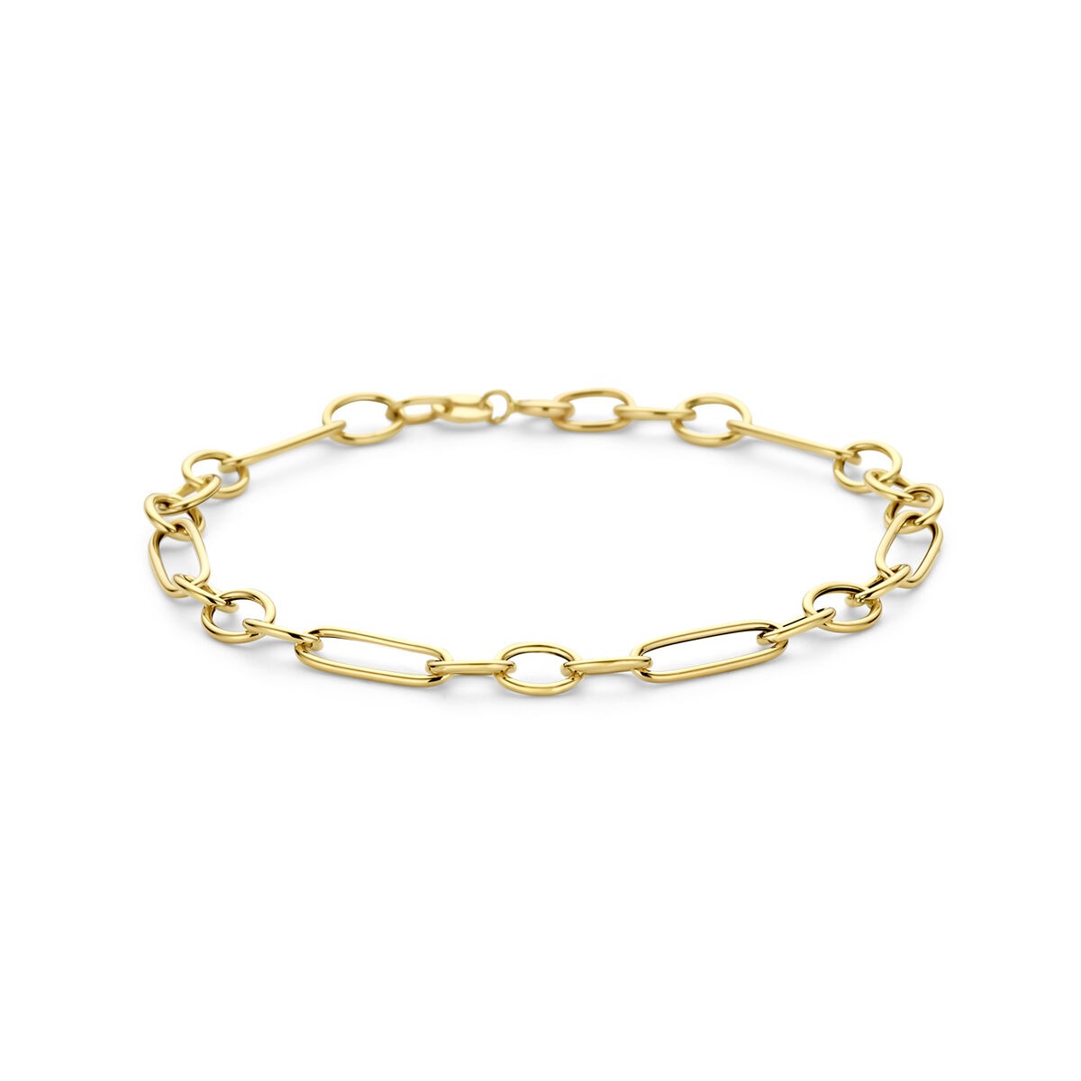 Bracelet en or jaune 14 carats avec maillons en forme d'ancre.