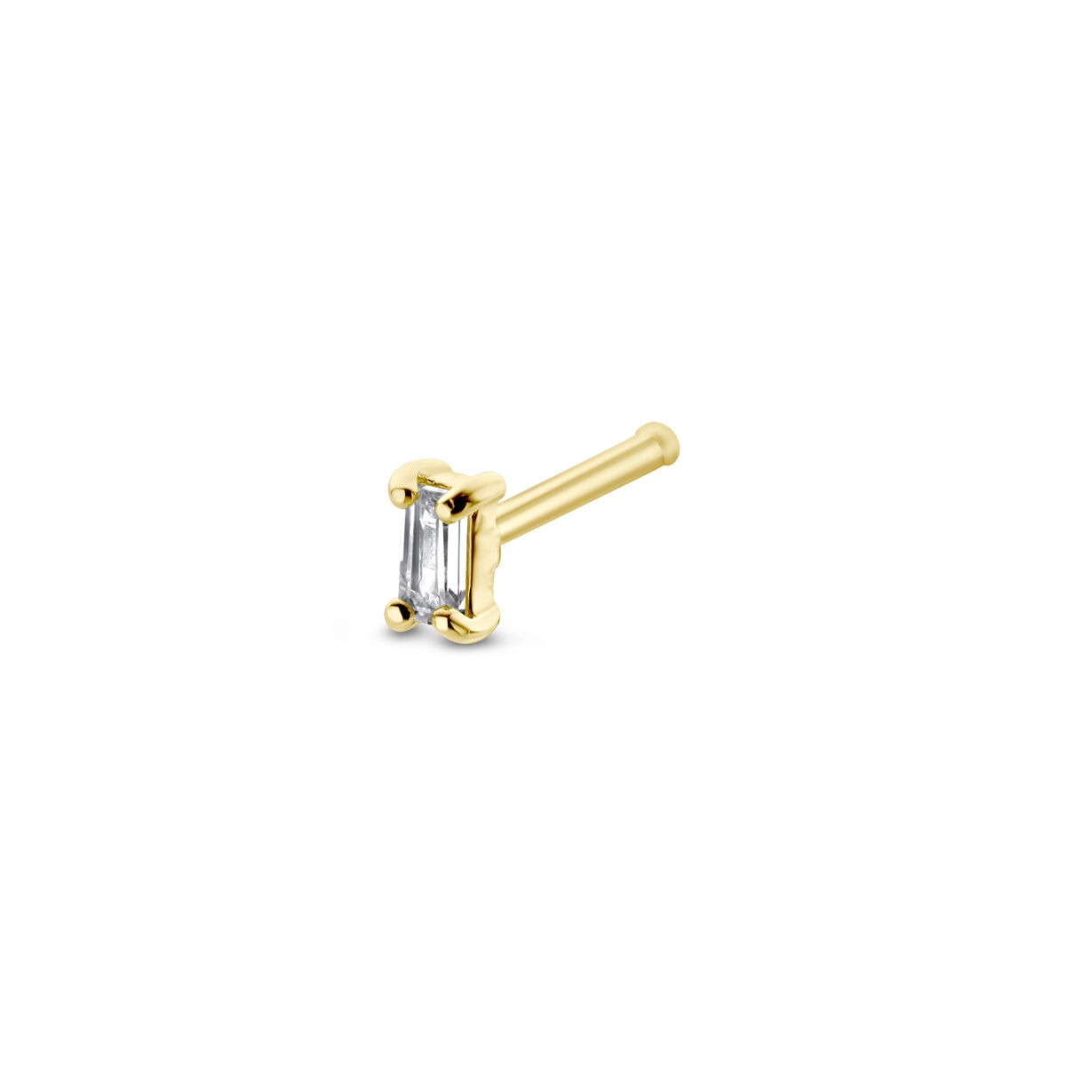 Nez en or jaune 14 carats avec zirconia baguette.