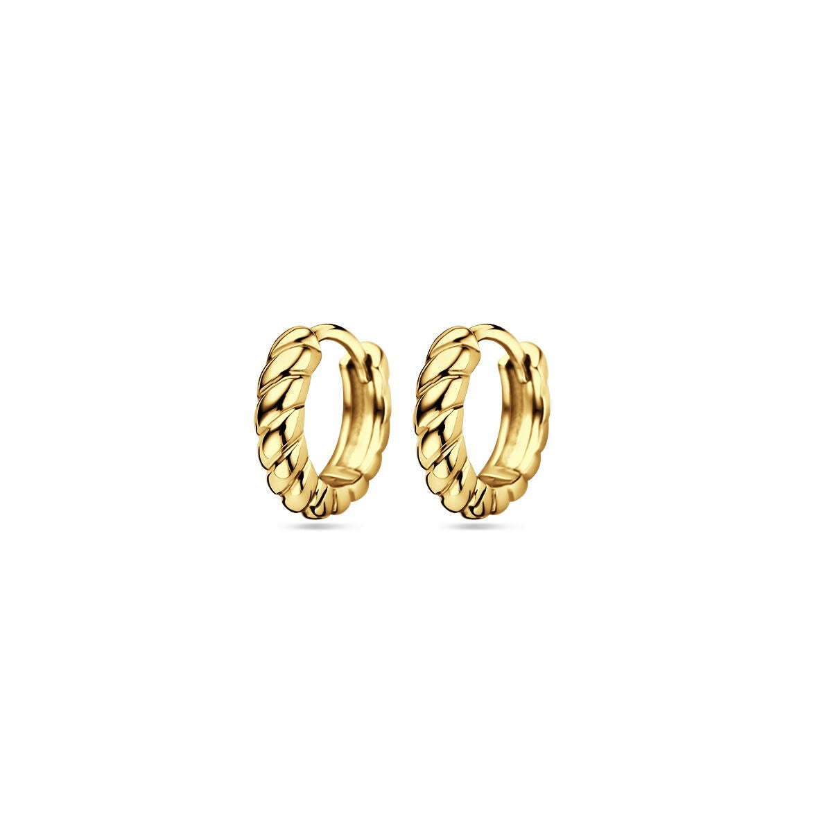 Boucles d'oreilles en argent doré avec finition polie, affichant une brillance dorée.
