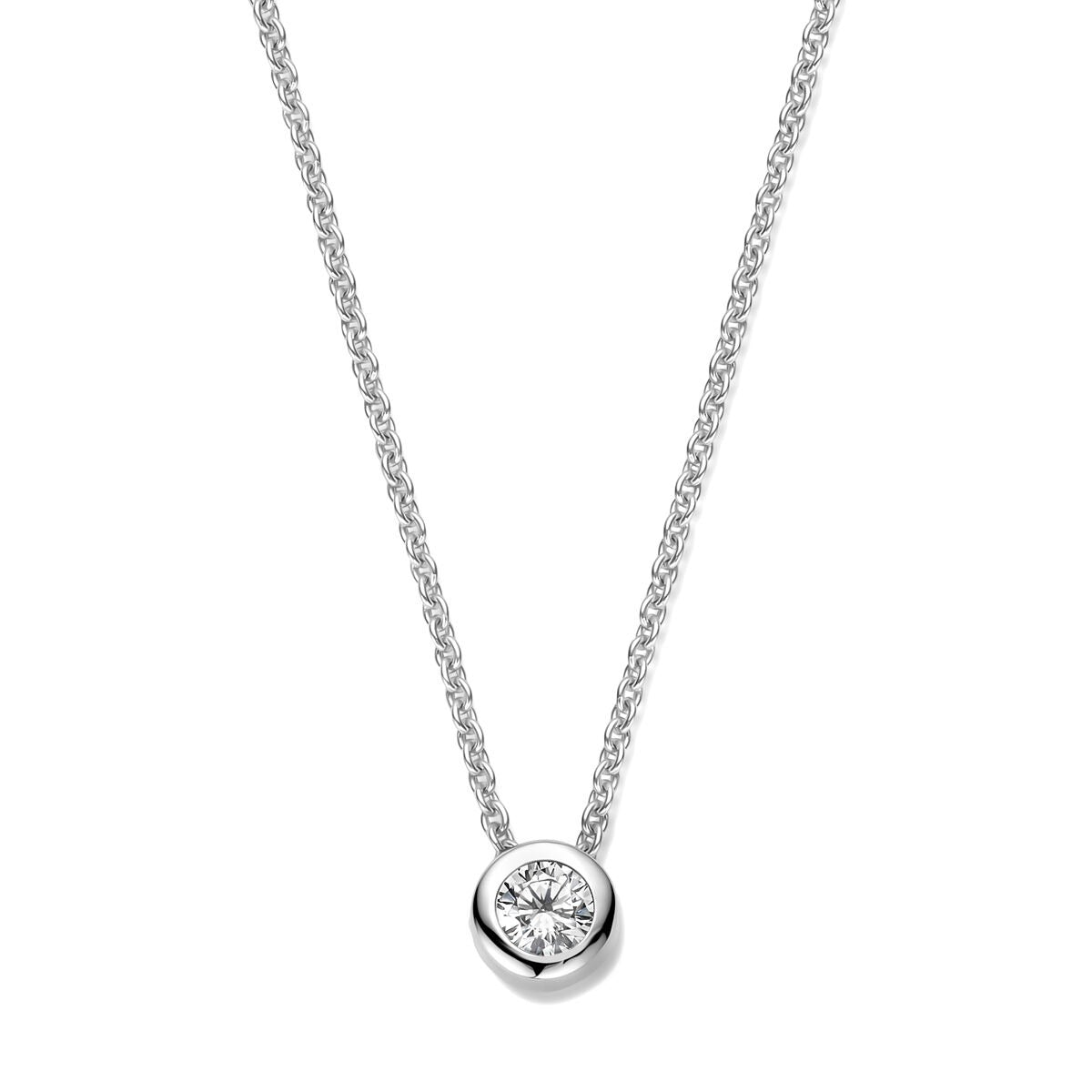 Collier en argent rhodié 925 avec pendentif orné d'un zircon.