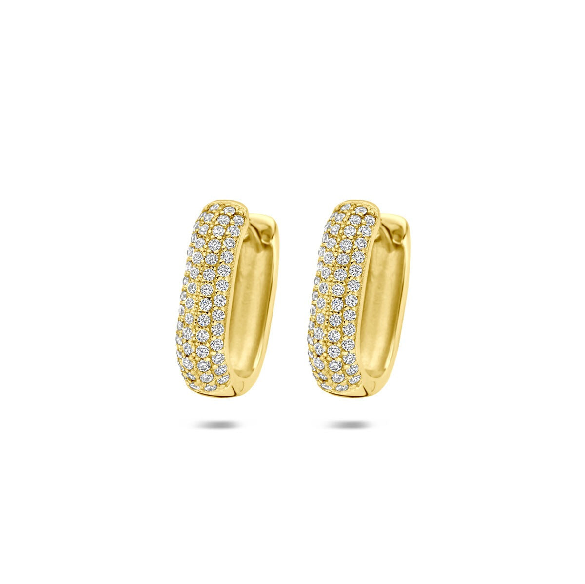 Boucles d'oreilles en argent 925 doré, ornées de zirconiums brillants.