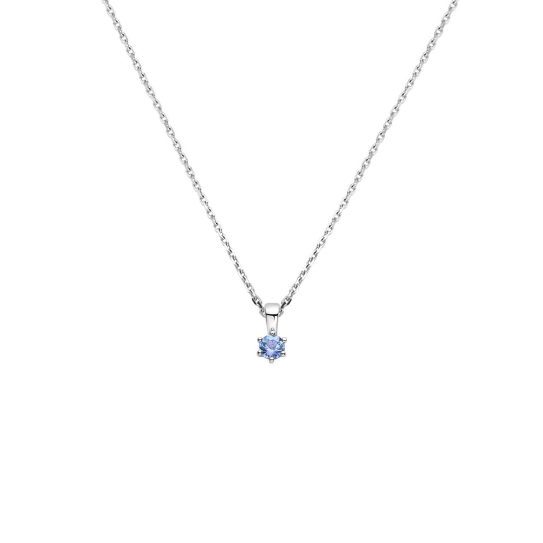 Gerhodineerd 925 zilveren collier met tanzaniet geboortesteen