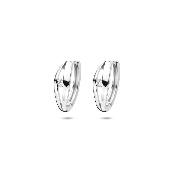 Zilveren oorringen dames met lab grown diamant – gerhodineerd 14 mm