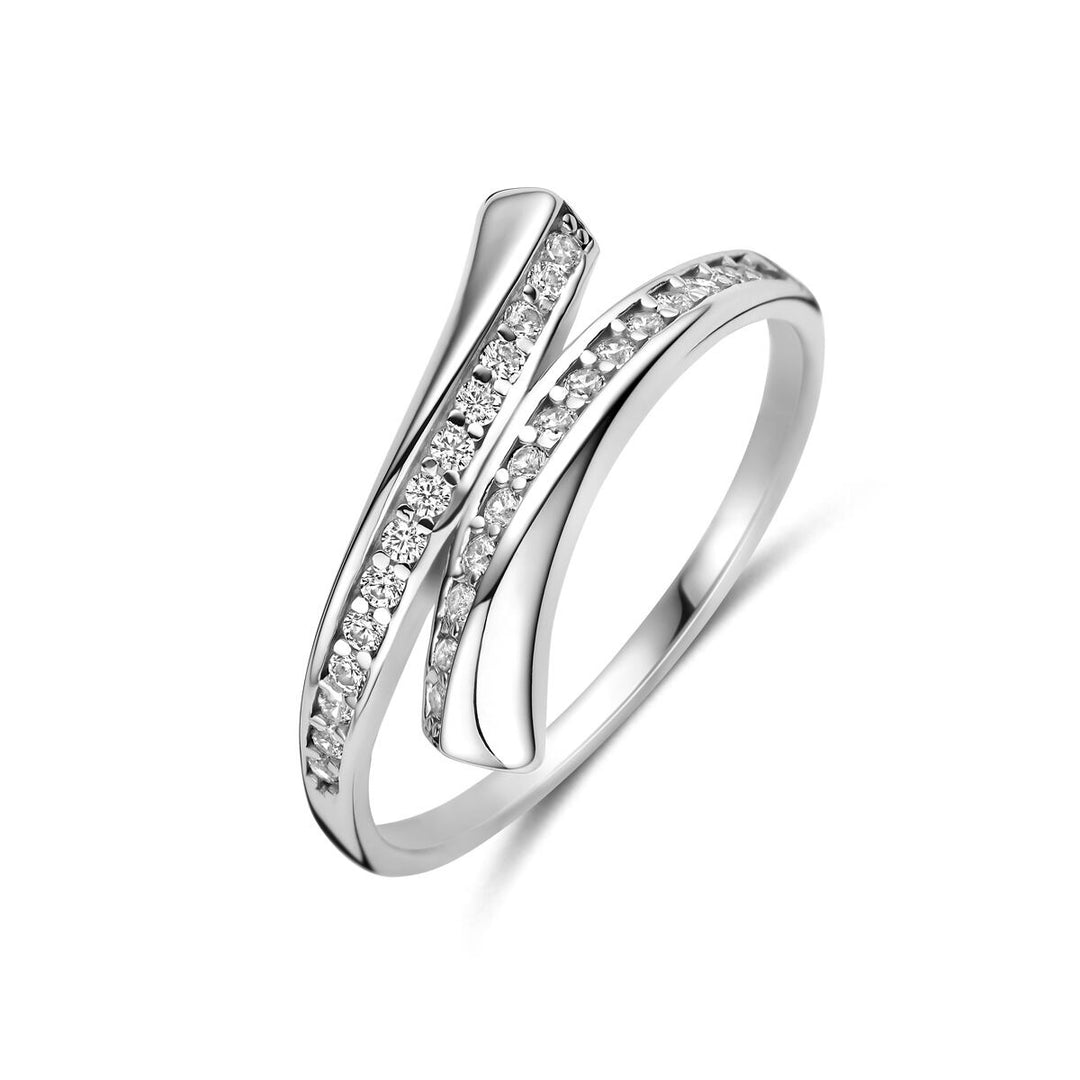 Gerhodineerd 925 zilveren ring met zirkonia