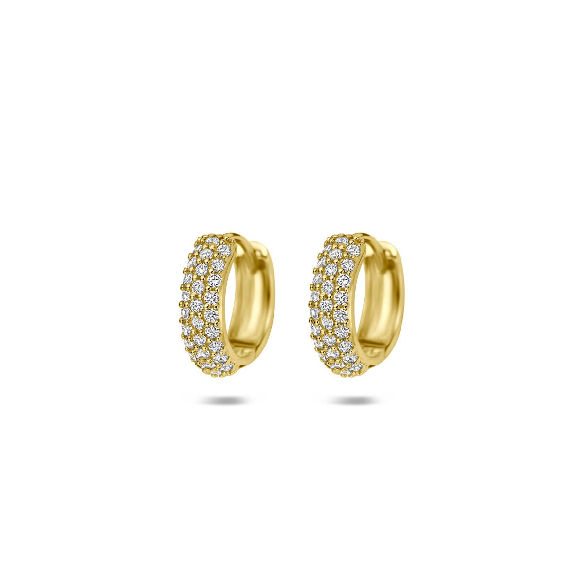 Boucles d'oreilles en or jaune 14 carats ornées de zirconiums.