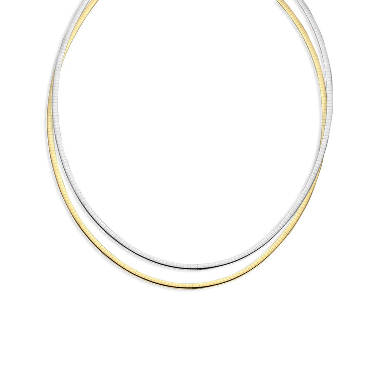 14k Bicolor geel- en witgouden omega collier