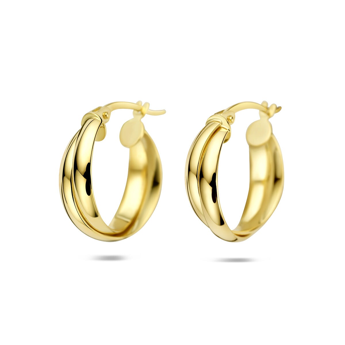 Boucles d'oreilles en or jaune 14 carats, au design moderne et élégant, avec une finition lisse.