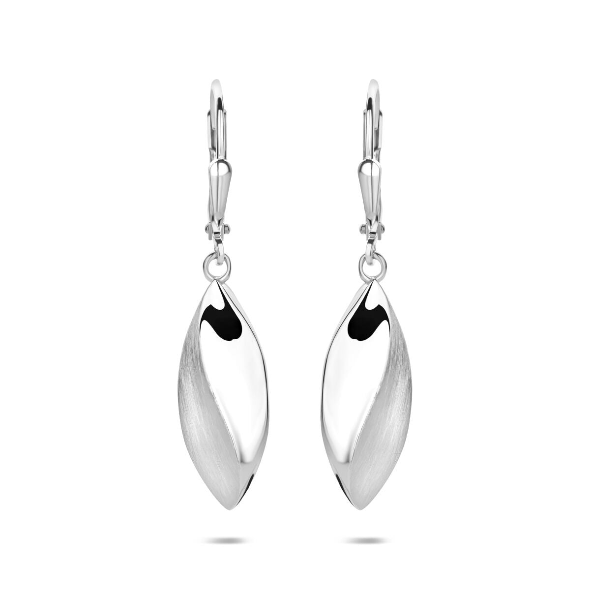 Boucles d'oreilles ovales en argent rhodié avec fermoir à brisure.