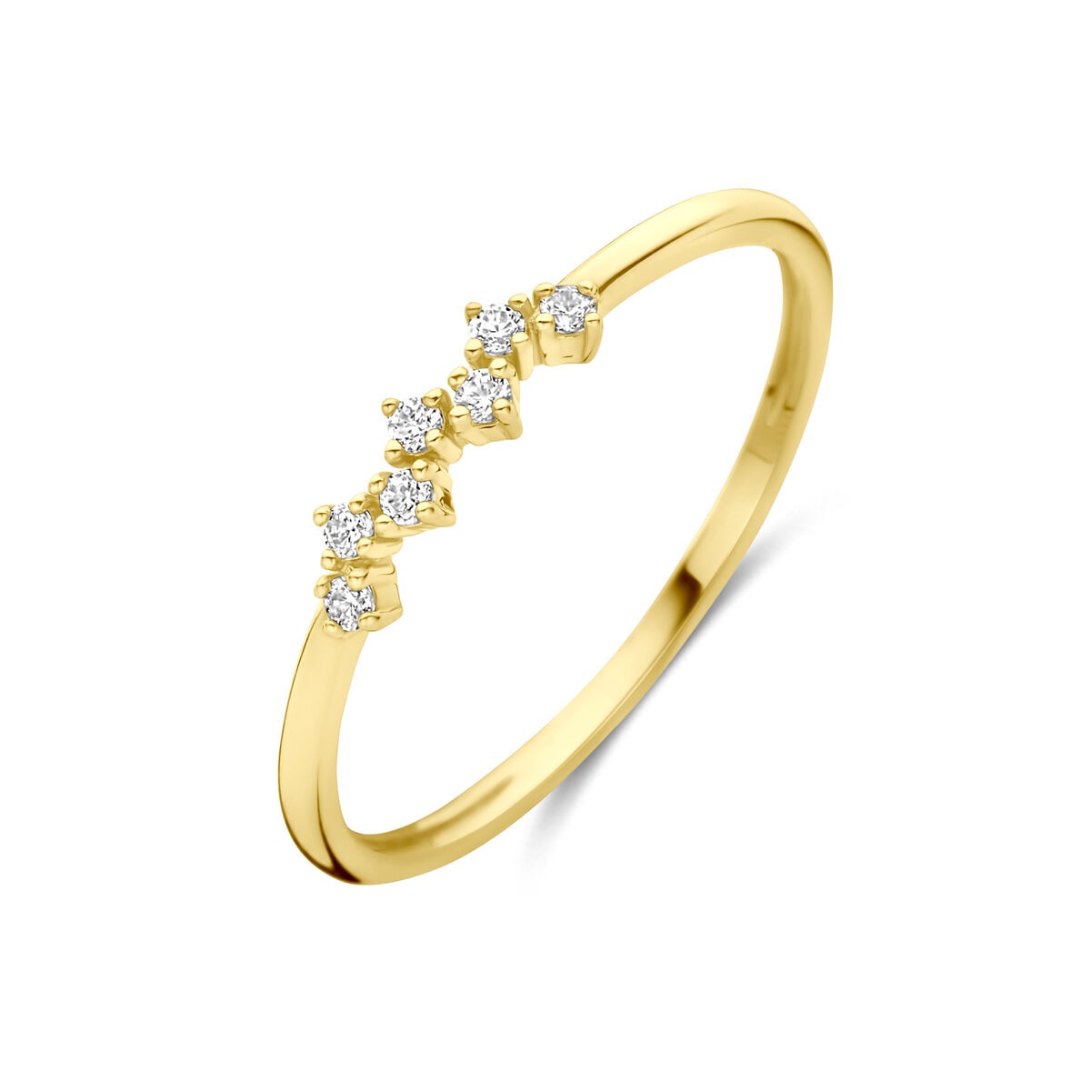Bague en or jaune 9 carats avec entourage en zirconium.