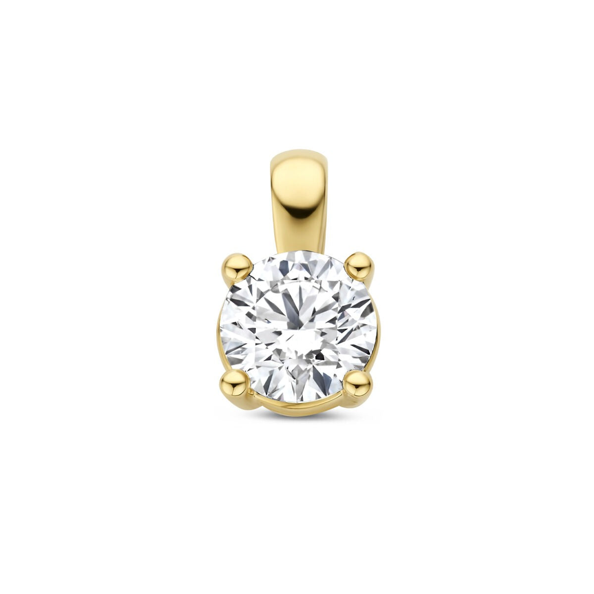 Pendentif en or jaune 14 carats avec un diamant lab grown de 1,00 ct, taille brillant.