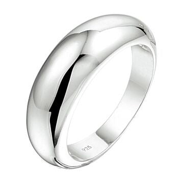 Bague en argent 925, large de 6,5 mm, finition lisse et brillante.