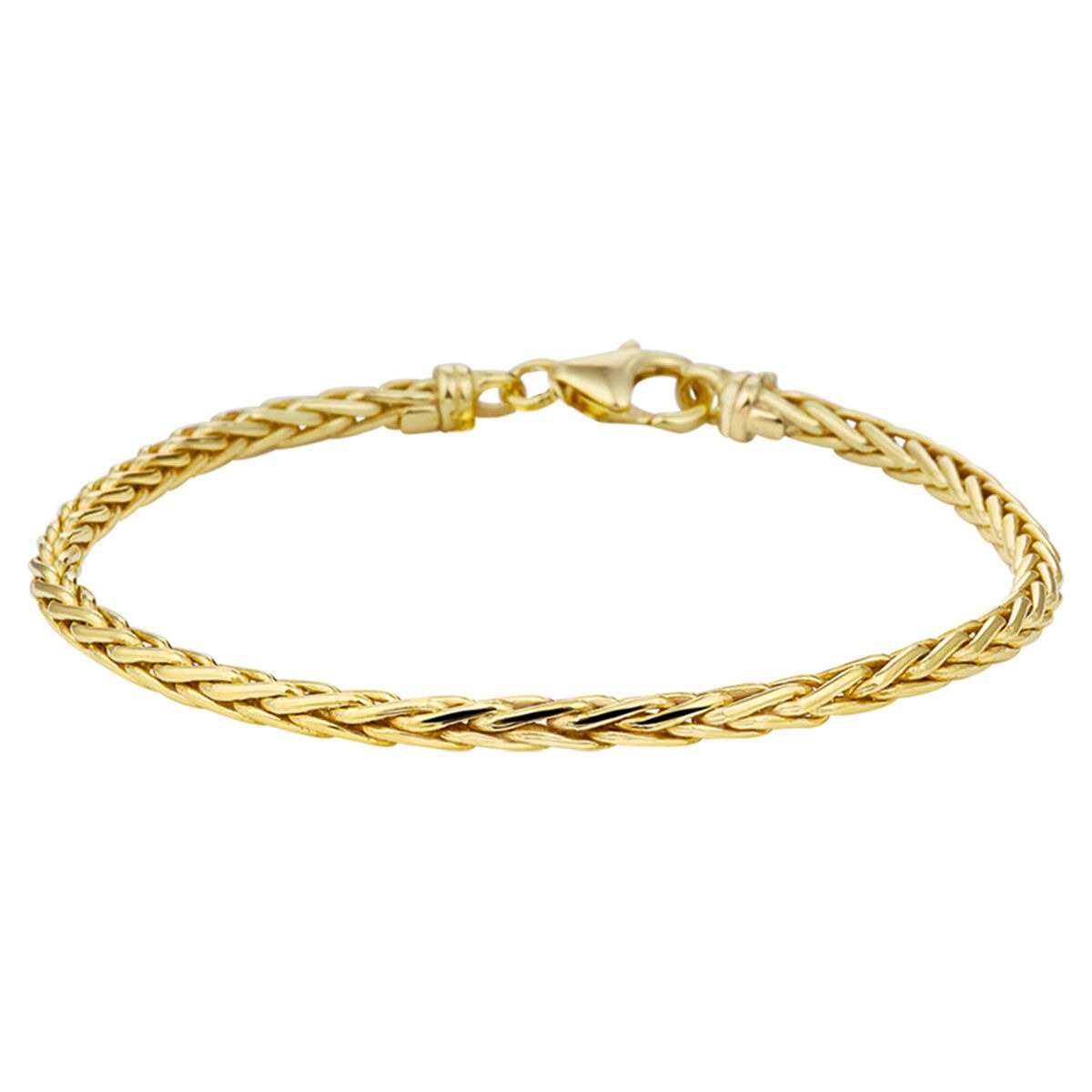 Bracelet en or jaune 9 carats avec un design tressé et un cœur en argent.