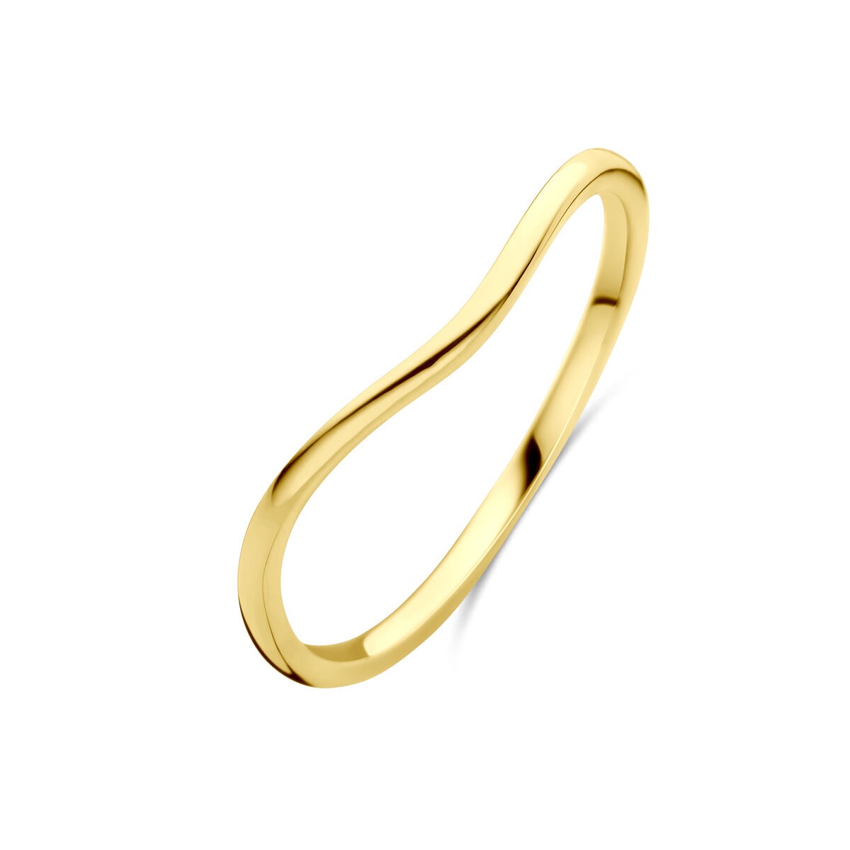 Bague en or jaune de 3 mm avec une forme ondulée et une finition brillante.